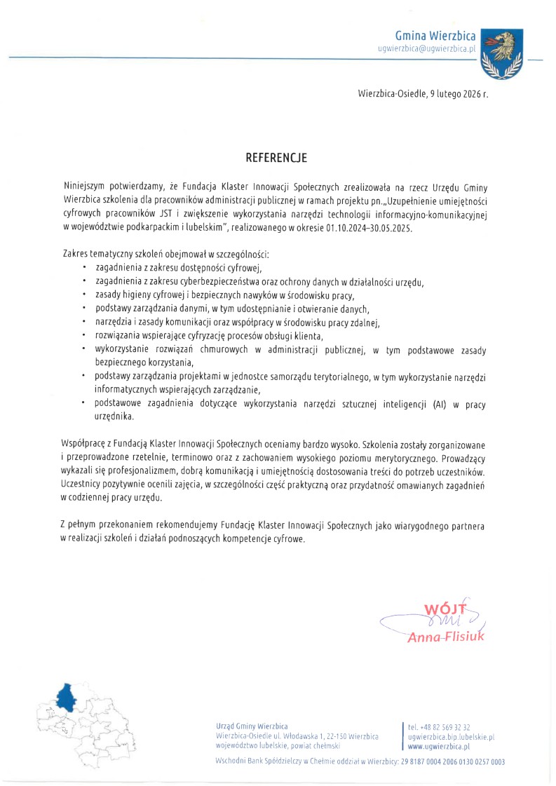 Referencja - Gmina Wierzbica