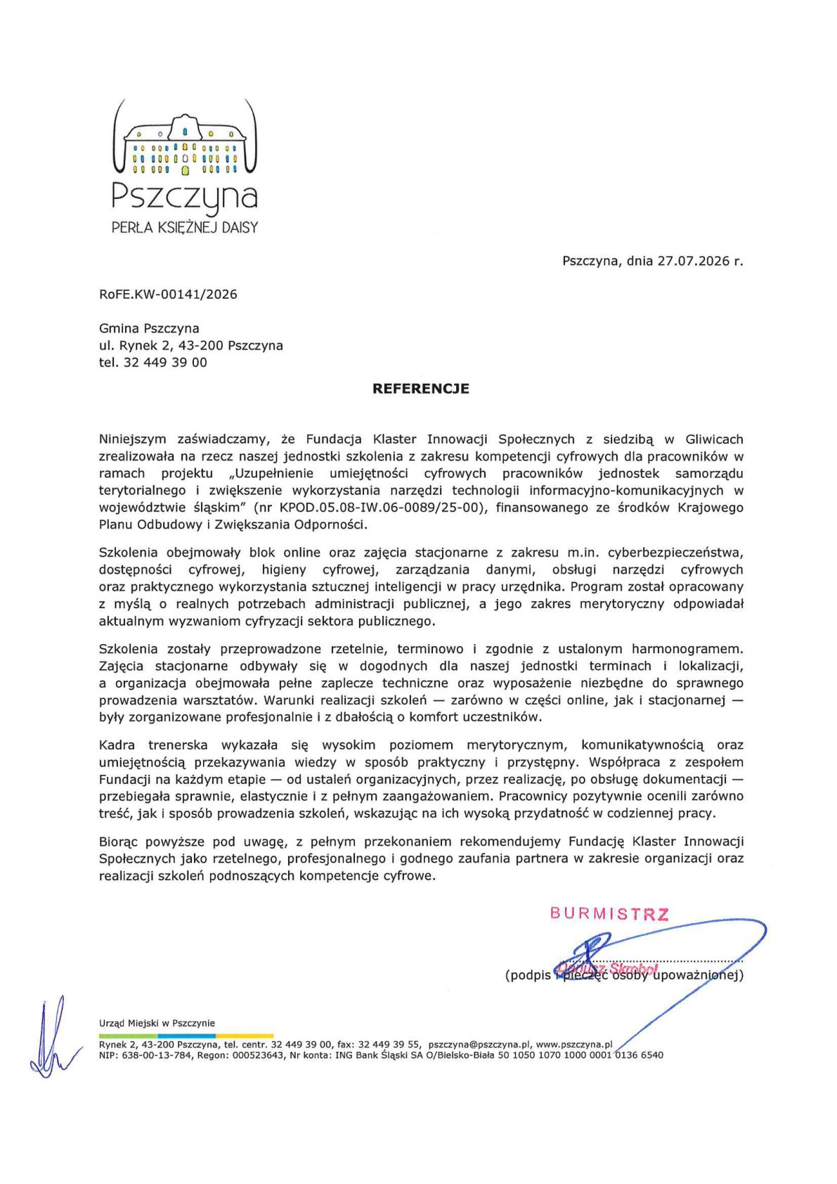 Referencja - Gmina Pszczyna